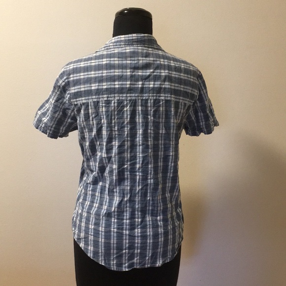 VTG 90s Arizona Jeans Short Sleeve Blue Plaid Shirt, S - Picture 4 of 7